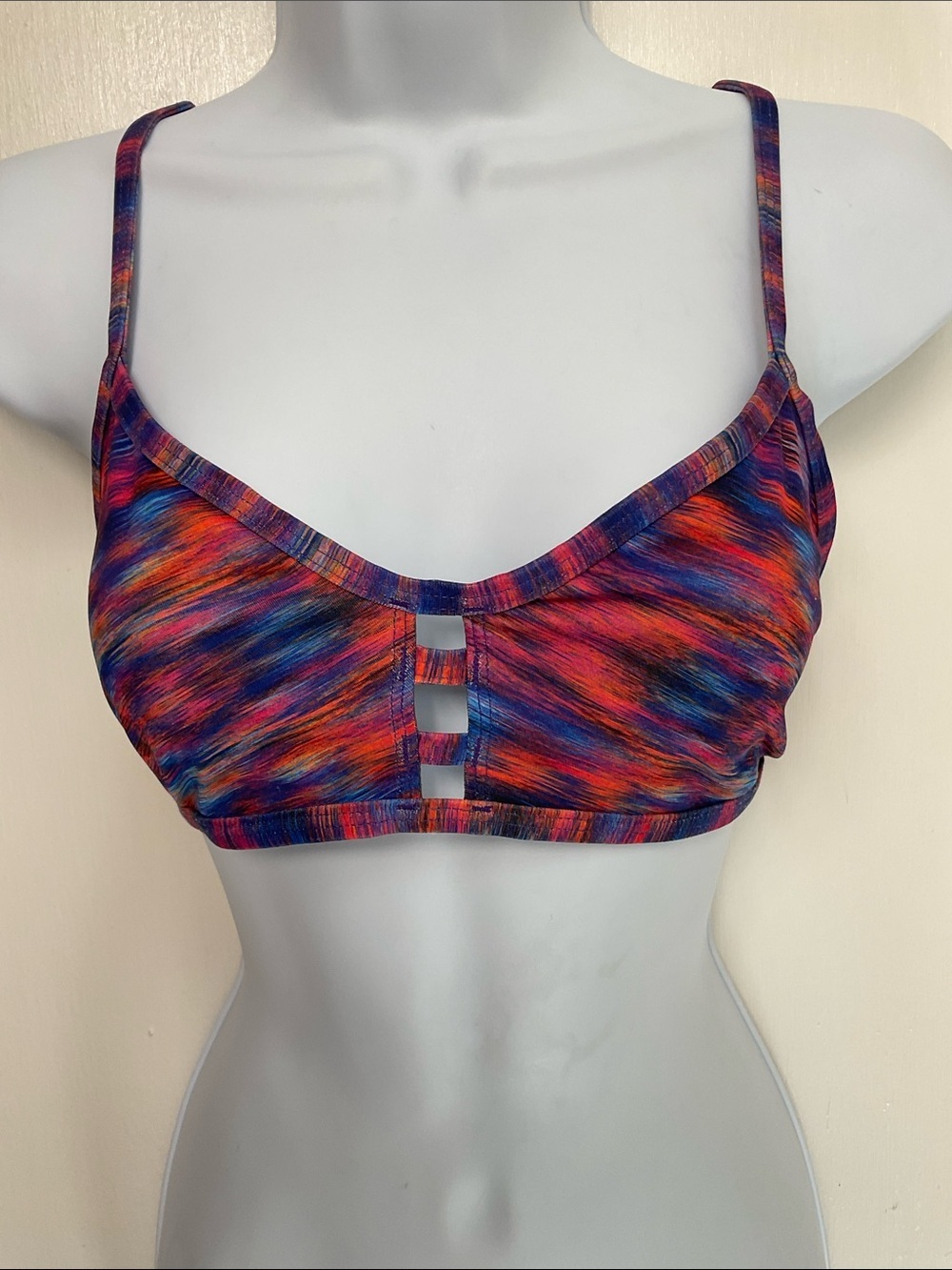 Jolyn TOMCAT bikini Top, Orange Blues and pink design Size XXL GUC